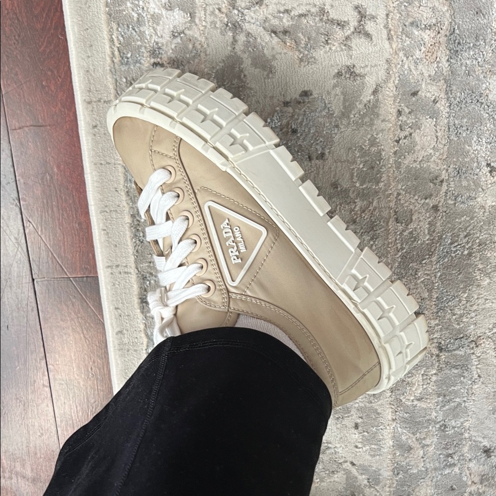 Prada Women's Cream Platform Sneakers - Picture 12 of 13